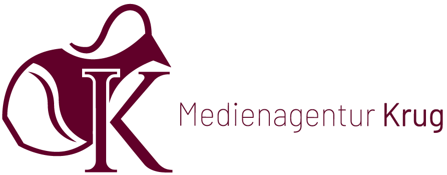 Logo der Medienagentur Krug mit stilisiertem Krug und Buchstaben K